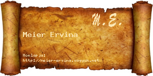Meier Ervina névjegykártya